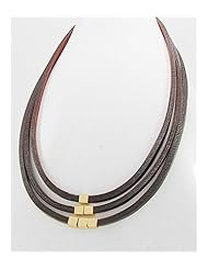 Black Leather Necklace In White Base
