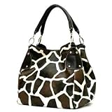 Brown Giraffe Designer Inspired Animal Print Handbag Purse Bag Tote