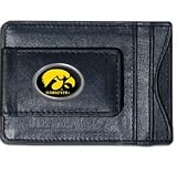 Iowa Hawkeyes Black Leather Card Holder and Magnetic Money Clip