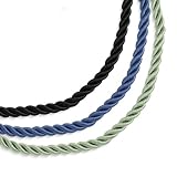 Sterling Silver Blue, Black and Sage Rayon Cord Set