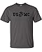 Marine Corps Bull Dog Front and Back Premium Men's T-Shirt (Small, Charcoal)