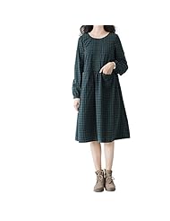 Spring Checkered Print Plaid Print Cotton  Dress