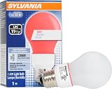 Sylvania 78523 LED Bulb in A19 Shape Emitting Red Light Medium Screw Base White Frost Envelope