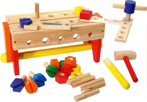 Vilac - 2142 - Construction - Etabli boîte à outils réversible