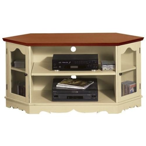 French Country Corner Tv Stand With Open Storage