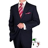 Gino Valentino Made in Italy Wool / Silk Mens Suit 150's Hand Made Two Button Canvas Front Jacket Flat Front Pants Custom Working Buttonholes Business Suit Dark Navy