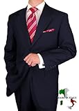 IMAGE OF Gino Valentino Made in Italy Wool / Silk Mens Suit 150's Hand Made Two Button Canvas Front Jacket Flat Front Pants Custom Working Buttonholes Business Suit Dark Navy