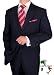 Valentino Made in Italy Wool / Silk Mens Suit 150's Hand Made Two Button Canvas Front Jacket Flat Front Pants Custom Working Buttonholes Business Suit Dark Navy