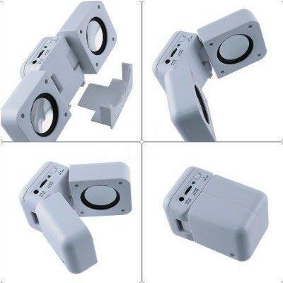 Portable White folding Stereo Speaker + Skin case with Armband and Belt clip for Zune 80gb/120gb