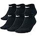 Nike Men's No-show cotton socks. 6 Pairs, Large (8-12), Black.