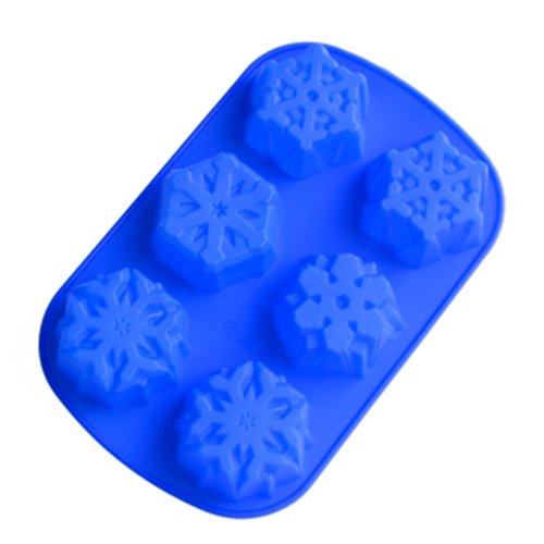6 even snowflakes silicone cake mold