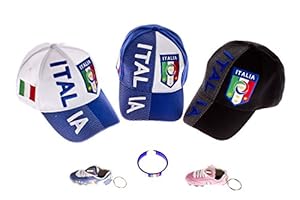 Italy 2014 FIFA World Cup Soccer Fan 4-Pack: Italian Cap - Flag - Bracelet - Keychain