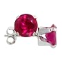 Sterling Silver Ruby Red 1 Carat Size (6 mm) Brilliant Cut CZ Stud Earrings