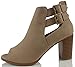 Soda Women's Wilma Faux Nubuck Leather Peep Toe Cut Out Side Buckle Stacked Heel Ankle Bootie