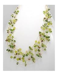 Japanese silk cord Peridot Necklace In Zinc