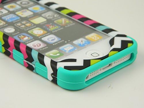 iPhone 5S Case, CASELOCA 3 in 1 Shield Case for iPhone 5s 5 3-Piece Style Colorful Design hard PC outer shell with soft inner TPU Hard Fashion Hybrid Cover for iPhone 5s (Rainbow Chevron)