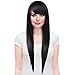 Tirrinia Silky Long Straight Synthetic Wig with Bangs Natural Jet Black Full Wig for Women Daily Cosplay Party
