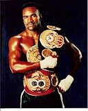 Evander Holyfield w/Championship Boxing Belts 8x10