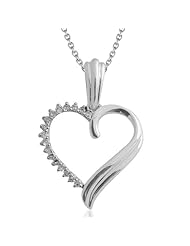 Sterling Silver Diamond Heart Pendant Necklace (GH, I1-I2, 0.12 carat)
