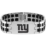 NFL New York Giants Logo Steel & Rubber Link ID Bracelet