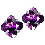 1.80 cttw Genuine Clover Amethyst Earrings in 14k White Gold LIFETIME WARRANTY