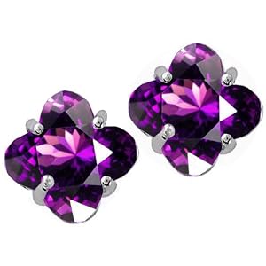 Buy 1.80 cttw Genuine Clover Amethyst Earrings in 14k White Gold LIFETIME WARRANTY by Finejewelers