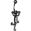 Black Titanium Moveable Lizard Belly Ring