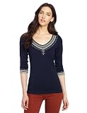 Lucky Brand Women's Hemp Embroidery Tee, American Navy, Large