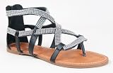 Bamboo PROMISE-01 Beaded Strappy Gladiator Thong Flat Sandal