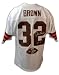 Jim Brown Signed Browns t/b White Jersey w/HOF 71