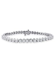 5ct Round Based Diamond Tennis Bracelet in 14k White Gold