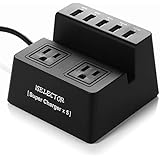 Multiple USB Charger 8A / 5-Port Desktop USB Charging Station with 1700J 2 Surge Protected Outlets Power Strip for iPhone 6s iPad Air Mini Samsung Smartphone Tablet Laptop