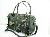 IMAGE OF Marc Ecko Half and Half Satchel Handbag Purse ~ Black In Color