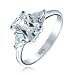 Bling Jewelry 925 Silver Three Stone CZ Trillion C