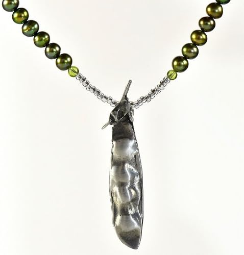 Simply Beautiful 2012- Pewter Peapod Necklace with Green Beads