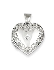 Sterling Silver 16mm Diamond Heart Locket. Metal Wt- 1.62g
