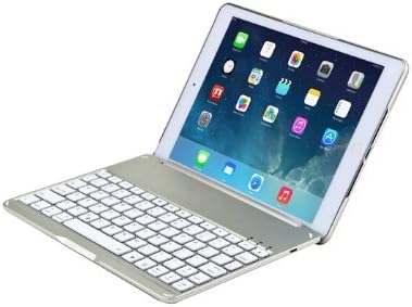 PANICTECH(TM)2014 New Ipad Air 2 Keyboard case--Ultra-thin Aluminum ABS Folio Wireless Bluetooth Keyboard With RGB Backlight Illumina Stand Leather Case Cover For iPad Air 2/iPad 6 (Silver)