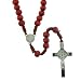 Saint Benedict Red Wood Rosary with 5mm Beads and Clasp - 17'' Necklace, 13'' Overall