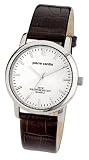 Pierre Cardin, Gents black leather strap Analogue watch, silver dial