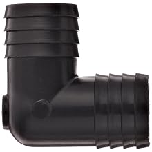 Thogus Polypropylene Tube Fitting, 90 Degree Elbow, Black, Barbed