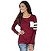 WILLTOO 2015 Womens Long Sleeve Round Neck Splice Shirt Blouse Tops (US Size:4, Red)