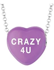 Sterling Silver 14mm Purple enamel Sweethearts CRAZY 4U Heart Pendant