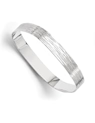 Leslies Sterling Silver Polished and Textured Square Slip-on Bangle