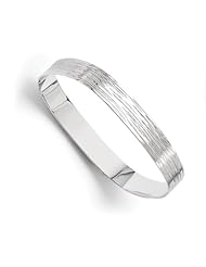 Leslies Sterling Silver Polished and Textured Square Slip on Bangle