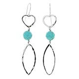 Sterling Silver Faceted Turquoise Hammered Heart Drop Earrings