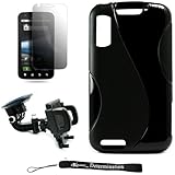 Black - Durable Glossy TPU Rubber Gel Silicone Skin Cover Case for Motorola ....