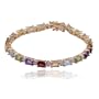 18k Yellow Gold Plated Sterling Silver Multi-Gemstone and Diamond Bracelet, 7.25"