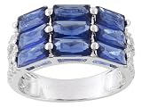 STERLING SILVER 3.45CTW BELLA LUCE BLUE SAPPHIRE COLOR SIMULANT AND DIAMOND SIMULANT RING