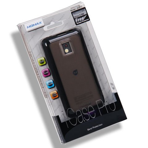 [Momax Product] Brand New Black Edge+Transparent Black Back Icase Pro PC+TPU Back Case Cover Guard Protective Protector Skin Shell+Anti-Glare Screen Protector Replace Replacement For LG P990 Optimus 2X