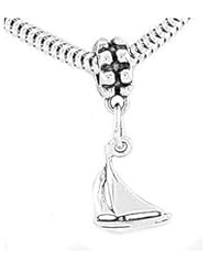 Sterling Silver Sail Boat Dangle Bead Charm